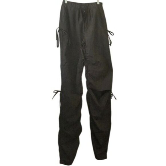 Shein Womens Black Drawstring Ruched Cut-Out Knee High-Waisted Pants Size M - Picture 2 of 14